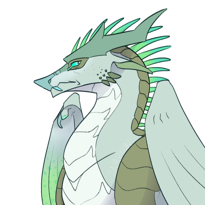 owed art of a green Icewing x Leafwing original character