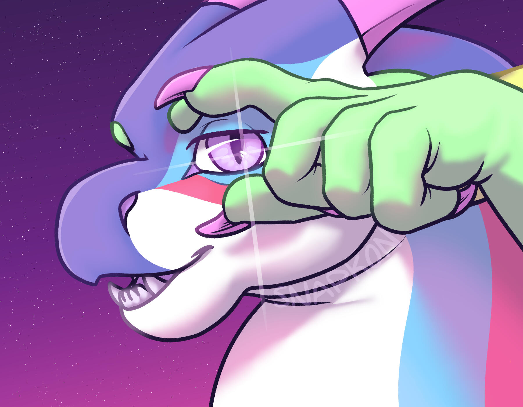 icon of my sona holding their hand beside their face